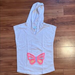 White Hooded Towel with Butterfly Design